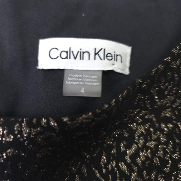 Calvin Klein Elegant Black Gold Sleeveless Poly Blend Formal Dress Sz 4 - Picture 8 of 11